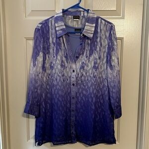 Alfani Purple and White Gradient Women’s Button Down Top